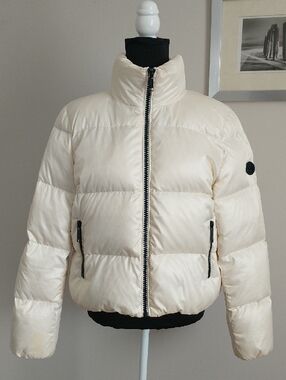 Michael Kors Cream Women's Jacket with Black MK Patch. Size L